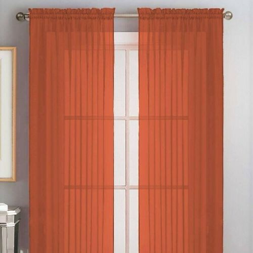 Vibrant Orange Sheer curtains
