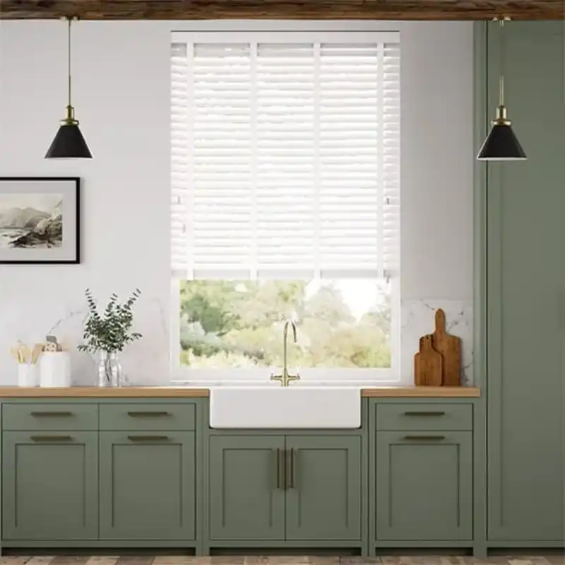 Brilliant White & Fresh White Faux Wood Blind