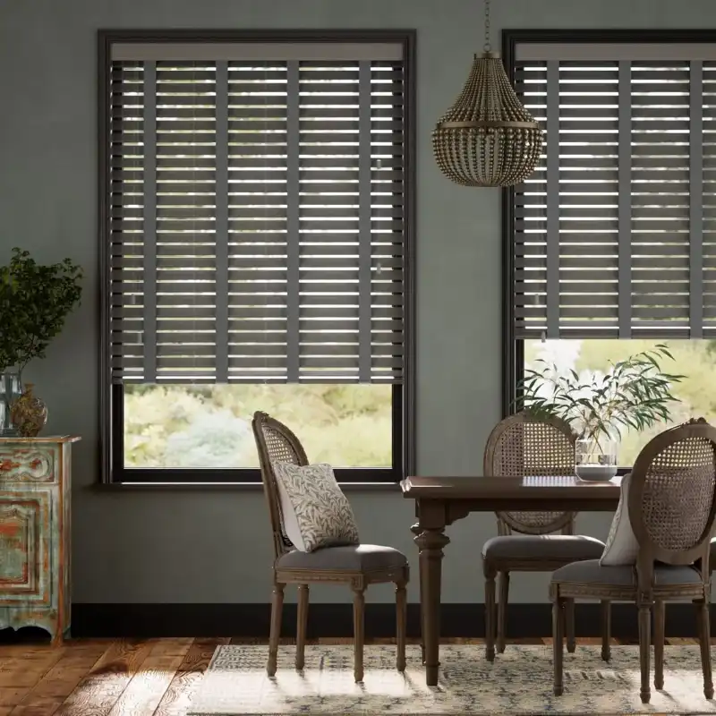 Graphite Grain & Anthracite Faux Wood Blind
