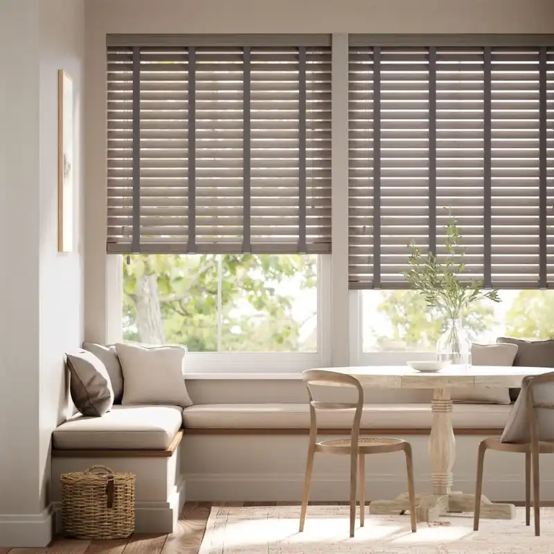Smoke Whisper & Grey Faux Wood Blind