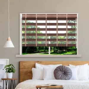 Brown Ladder Stripe Duplex Blinds