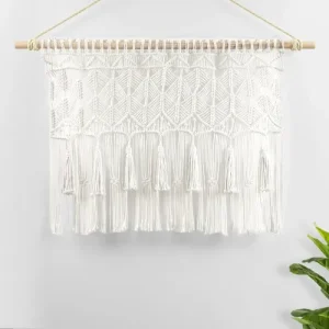 White Boho Cotton Curtain