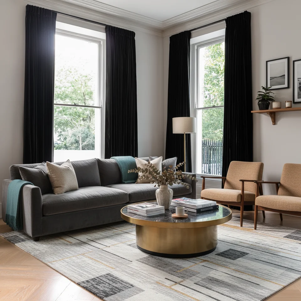 Black Velvet Pencil Pleat Curtains