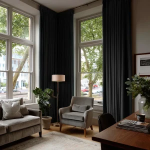 Black Velvet Pencil Pleat Curtains