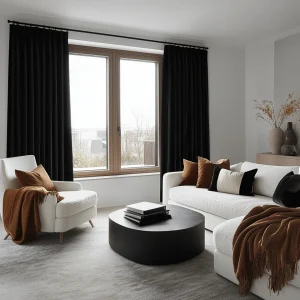 Black Velvet Pinch Pleat Curtains