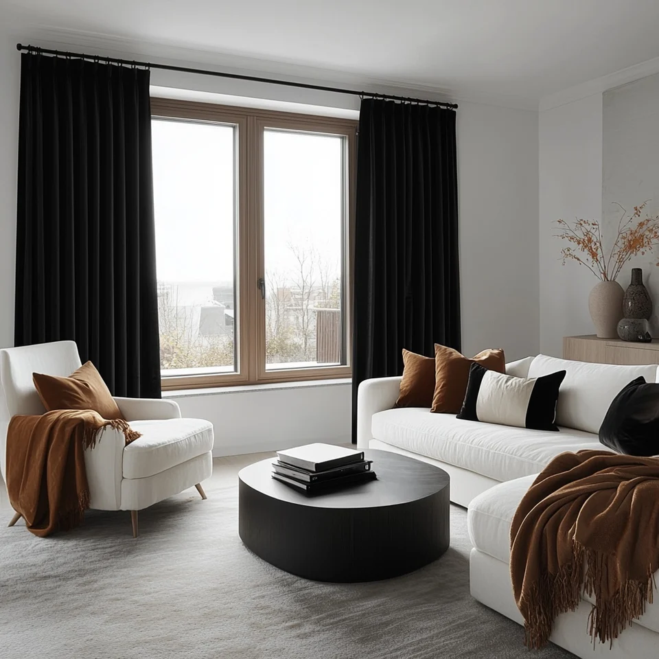 Black Velvet Pinch Pleat Curtains