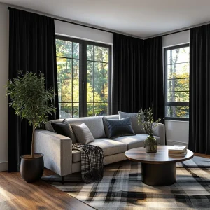Black Velvet Rod Pocket Curtains