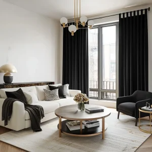 Black Velvet Tab Top Curtains