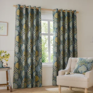 Blue Saffron Floral Curtains