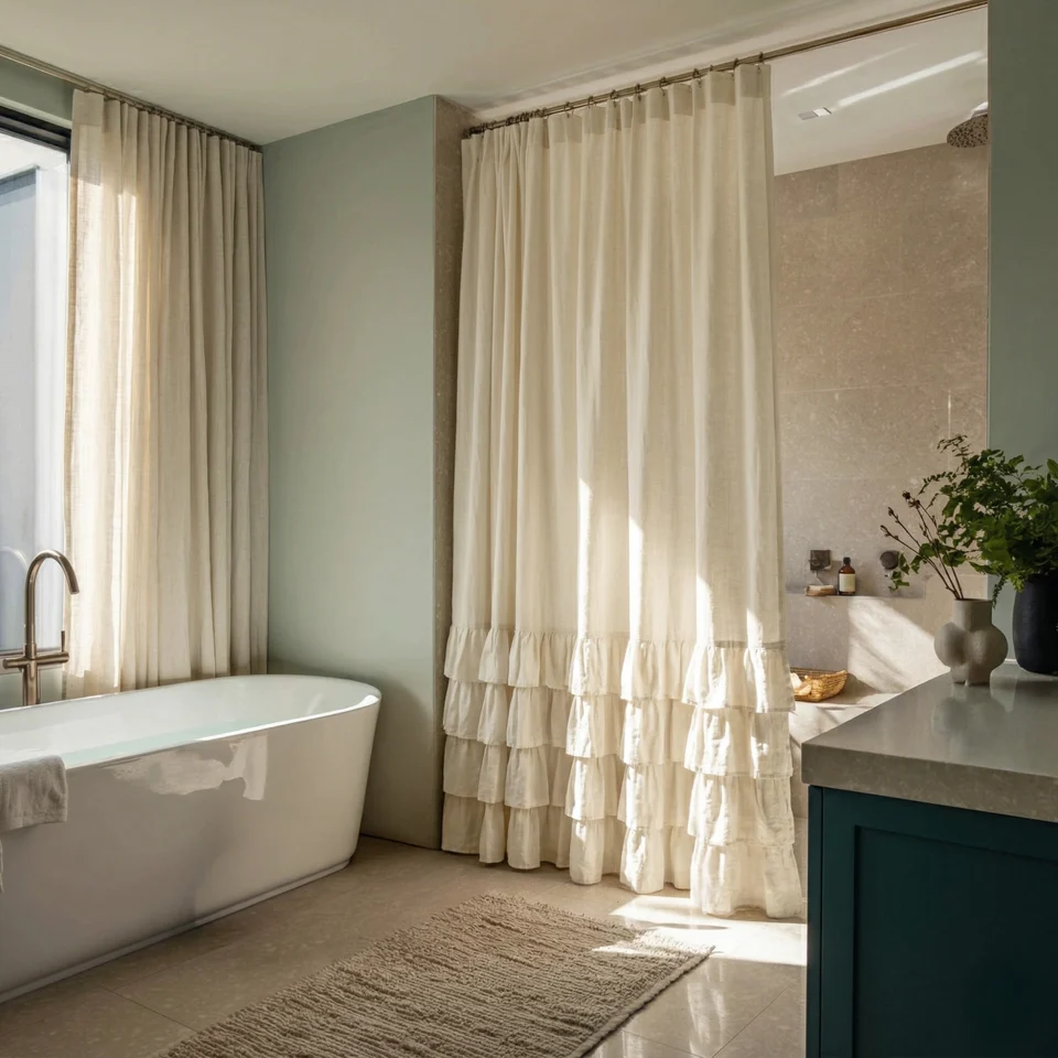 Cream Linen Shower Curtain