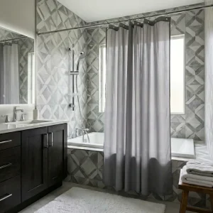 Grey Textile Shower Curtain