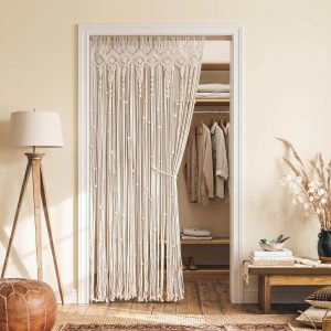 Lino Rosa Beaded Curtains