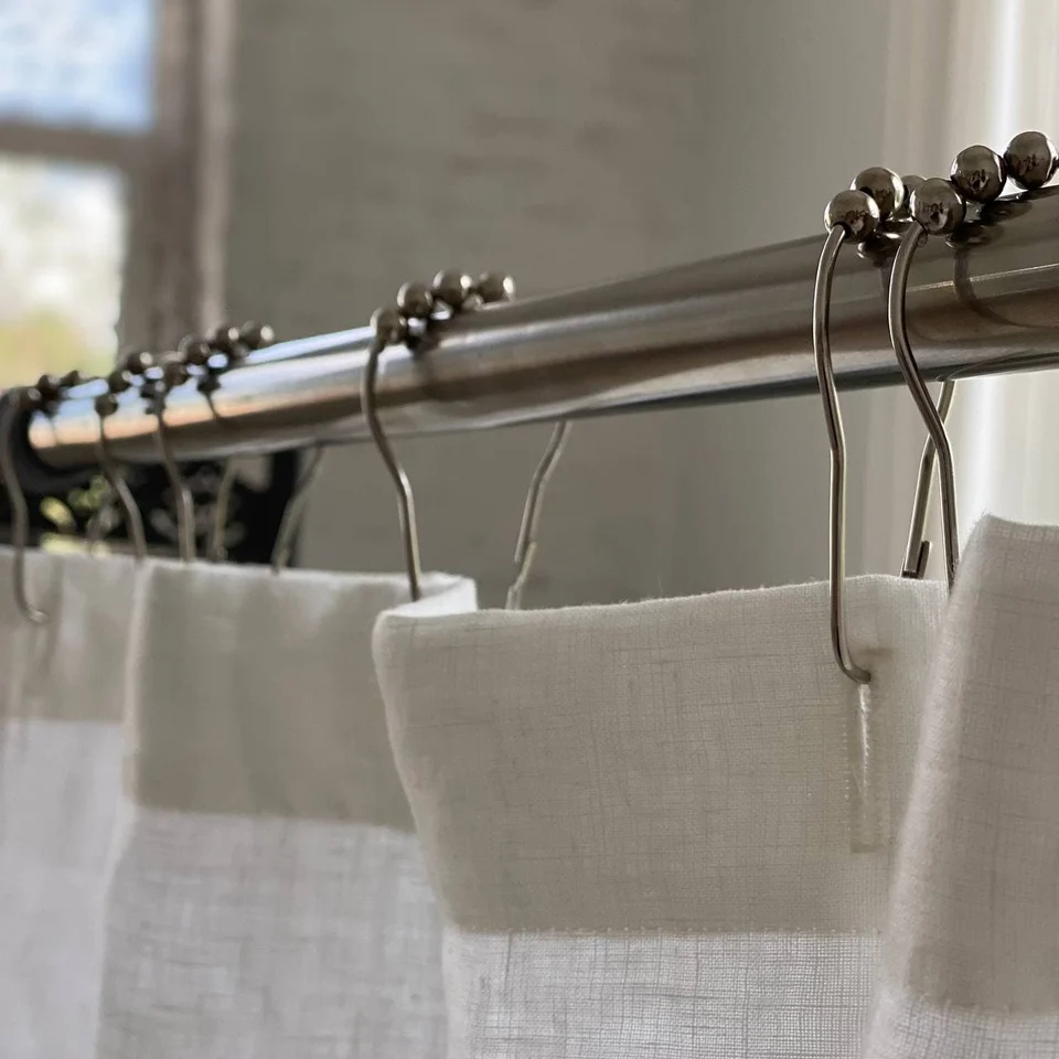 Olive Green Linen Shower Curtain