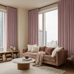 Pink Velvet Rod Pocket Curtains