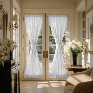White Linen French Door Curtain